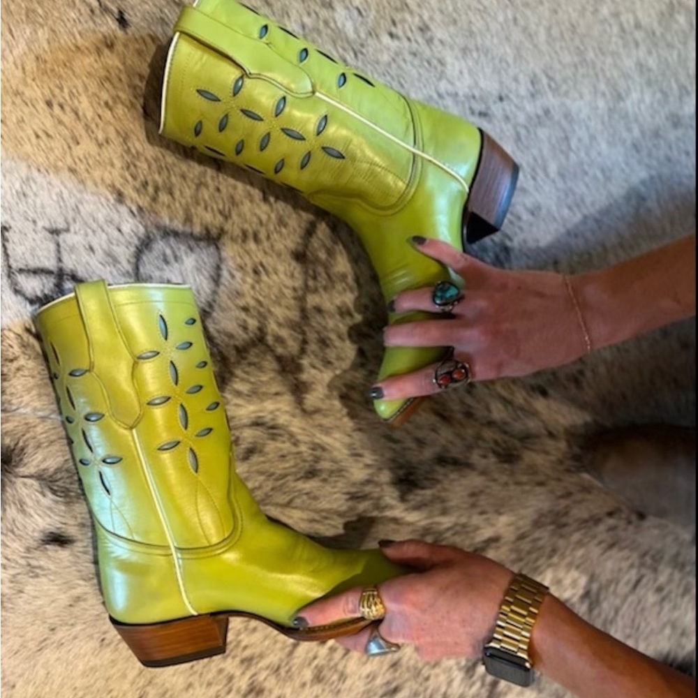 Planet Cowboy green cowboy boots 7.5